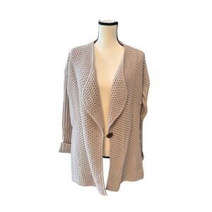 Paul Stuart Women's Medium Beige Wool Open Weave Cardigan Italian Made Vintage